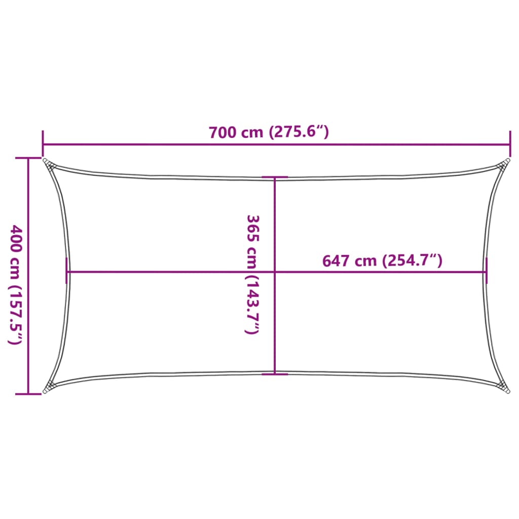 vidaXL solsejl 7x4 m 100 % polyesterstof sandfarvet