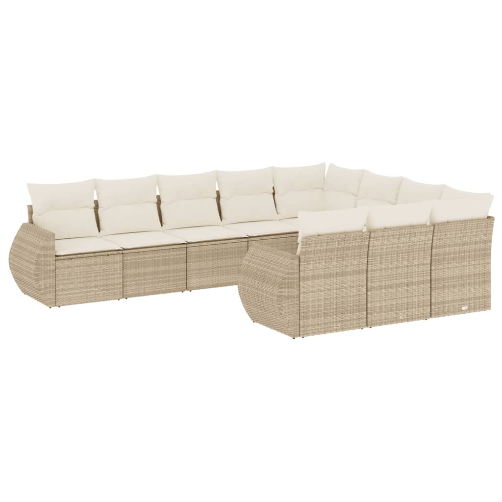 vidaXL sofasæt til haven 10 dele med hynder polyrattan beige