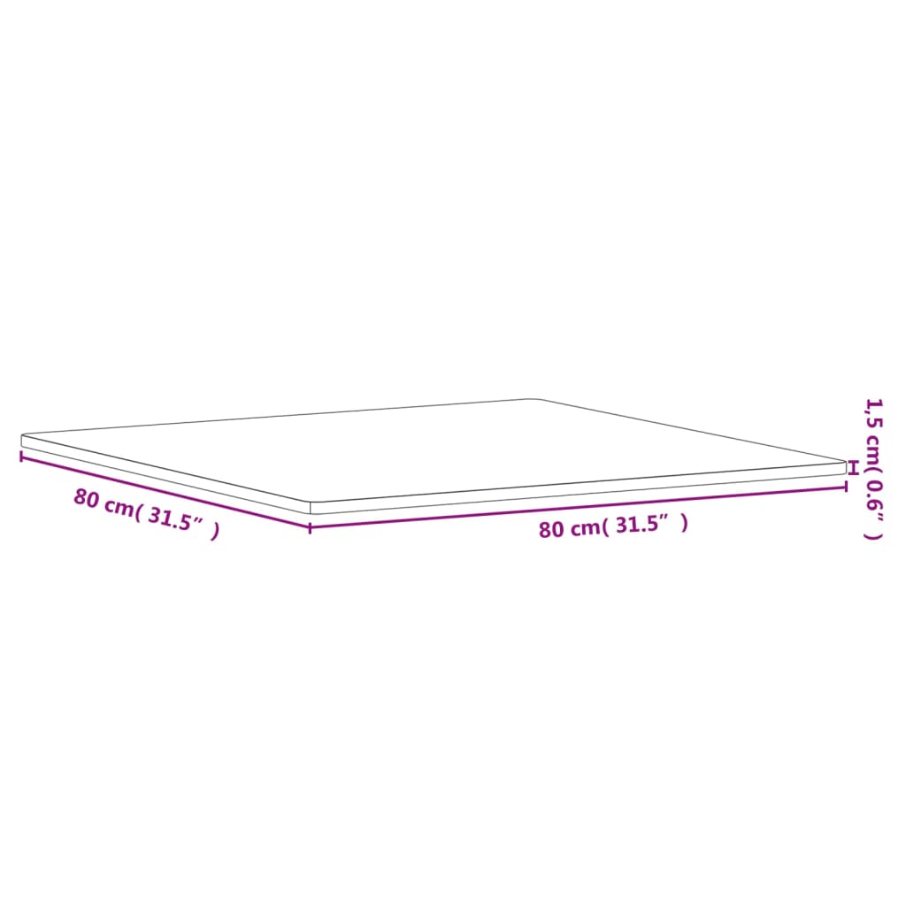 vidaXL bordplade 80x80x1,5 cm firkantet massivt bøgetræ