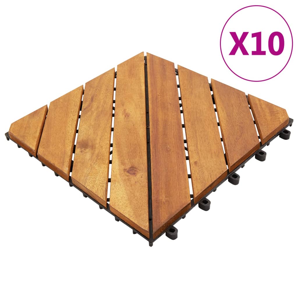 vidaXL terrassefliser 10 stk. 30x30 cm massivt akacietræ