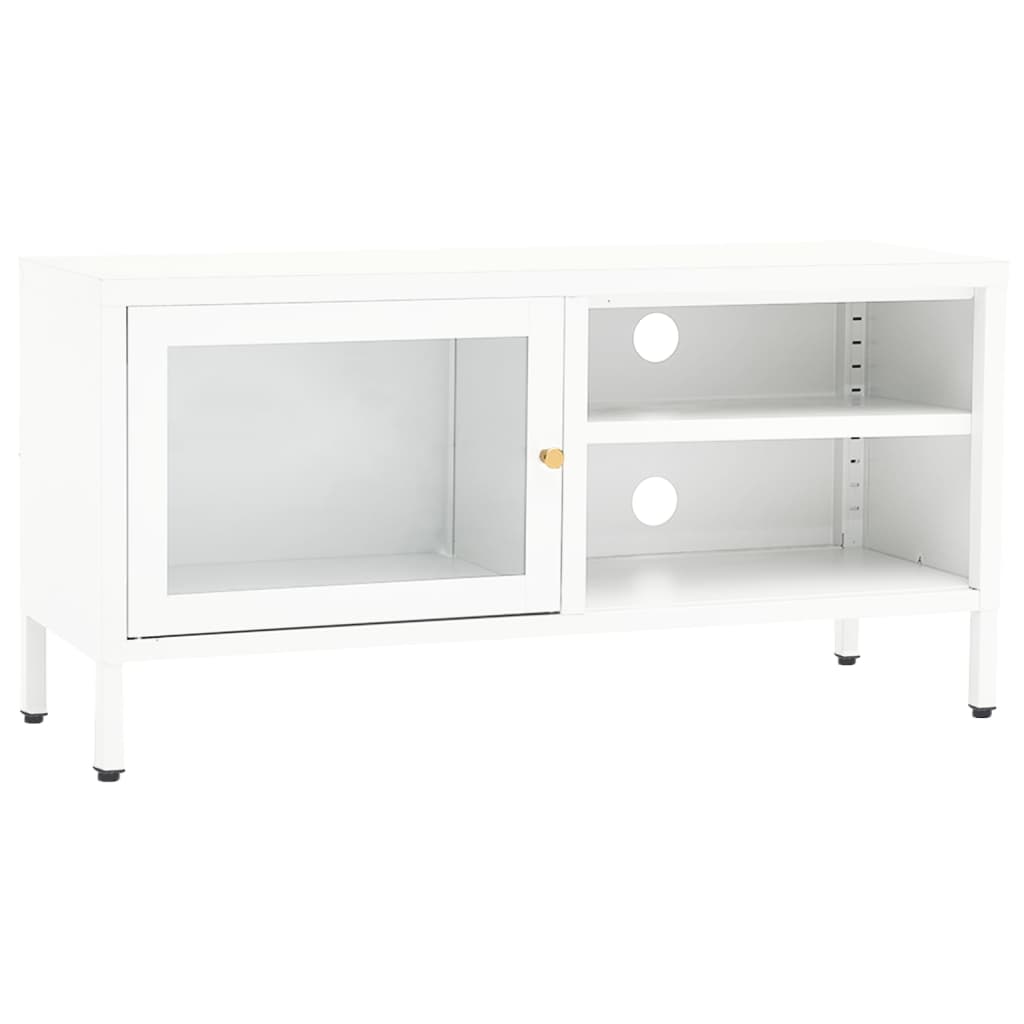 vidaXL tv-skab 90x30x44 cm stål og glas hvid