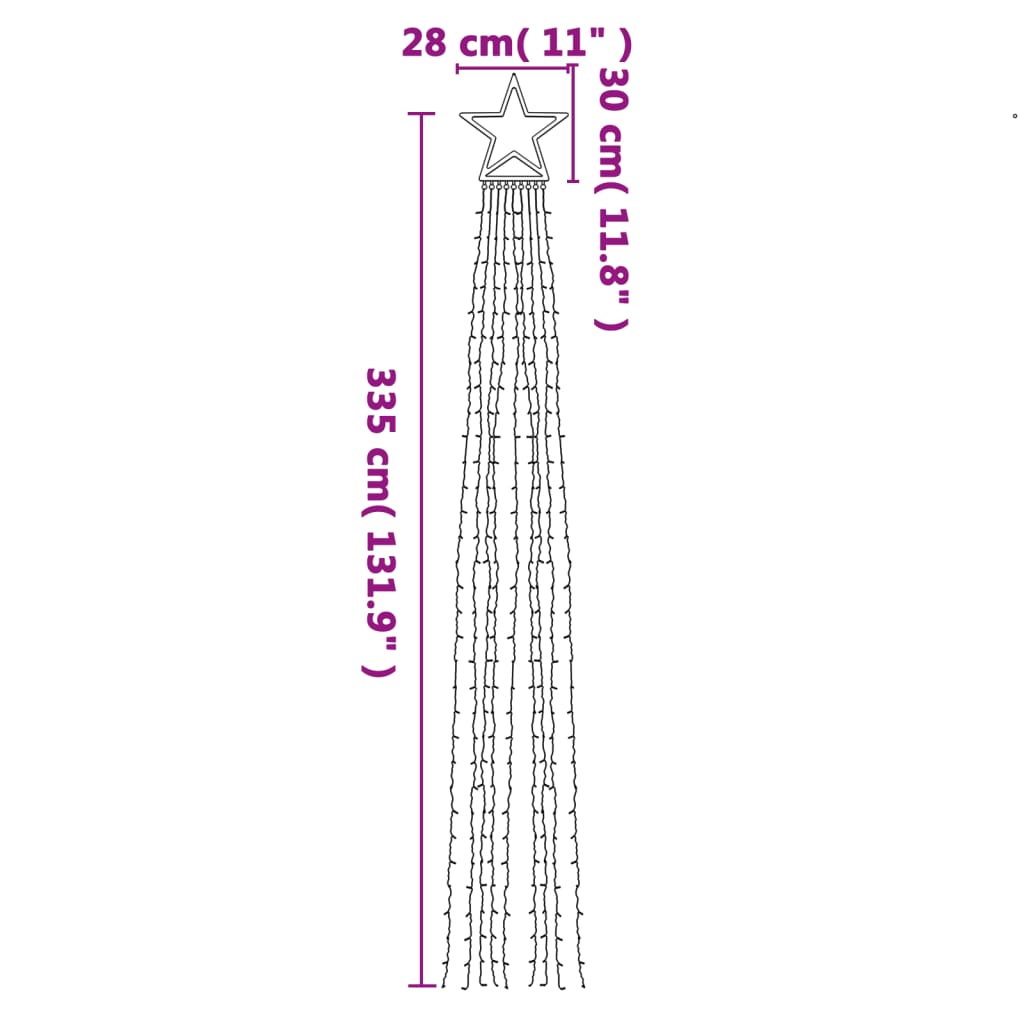 vidaXL juletræslys 320 LED'er 375 cm koldt hvidt lys