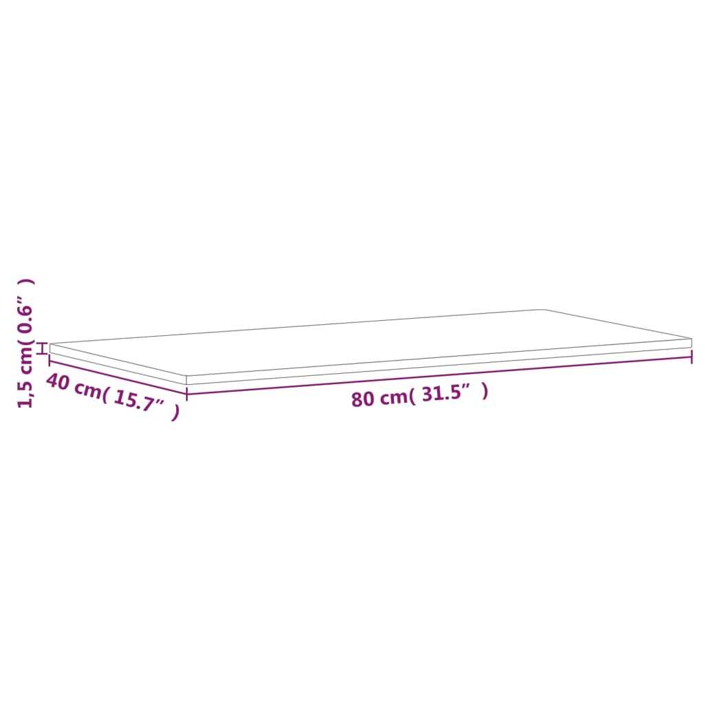 vidaXL bordplade til badeværelse 80x40x1,5 cm ubehandlet massiv bøg