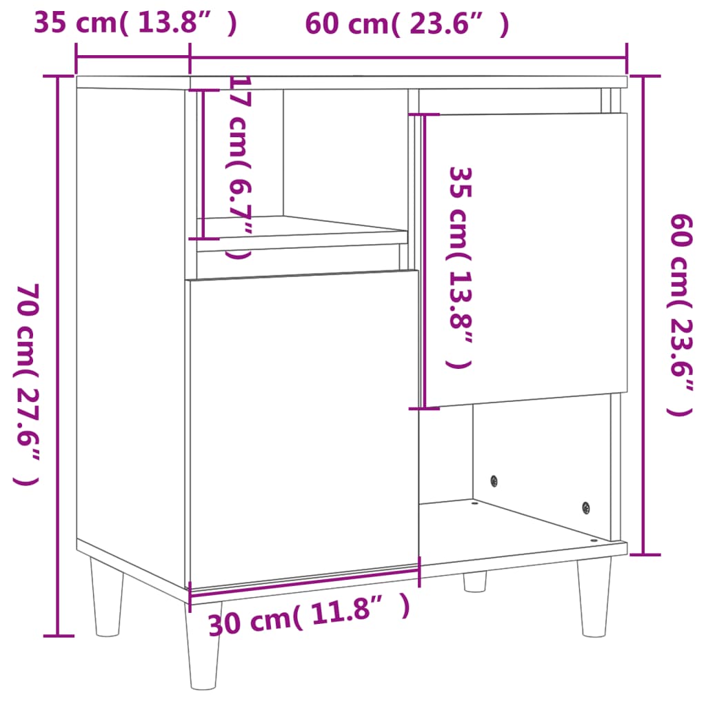 vidaXL skænk 60x35x70 cm konstrueret træ betongrå