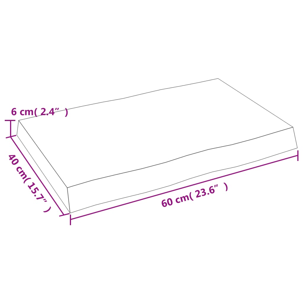 vidaXL bordplade 60x40x(2-6)cm naturlig kant ubehandlet massivt træ