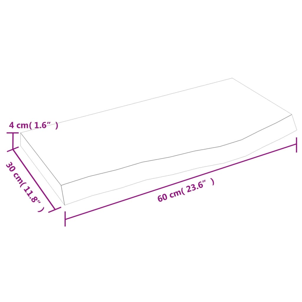 vidaXL bordplade til badeværelse 60x30x(2-4) cm massivt træ mørkebrun