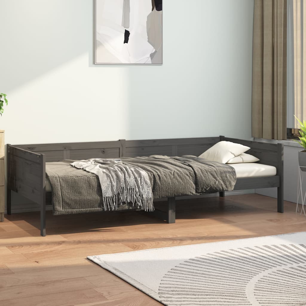 vidaXL daybed 90x200 cm massivt fyrretræ grå