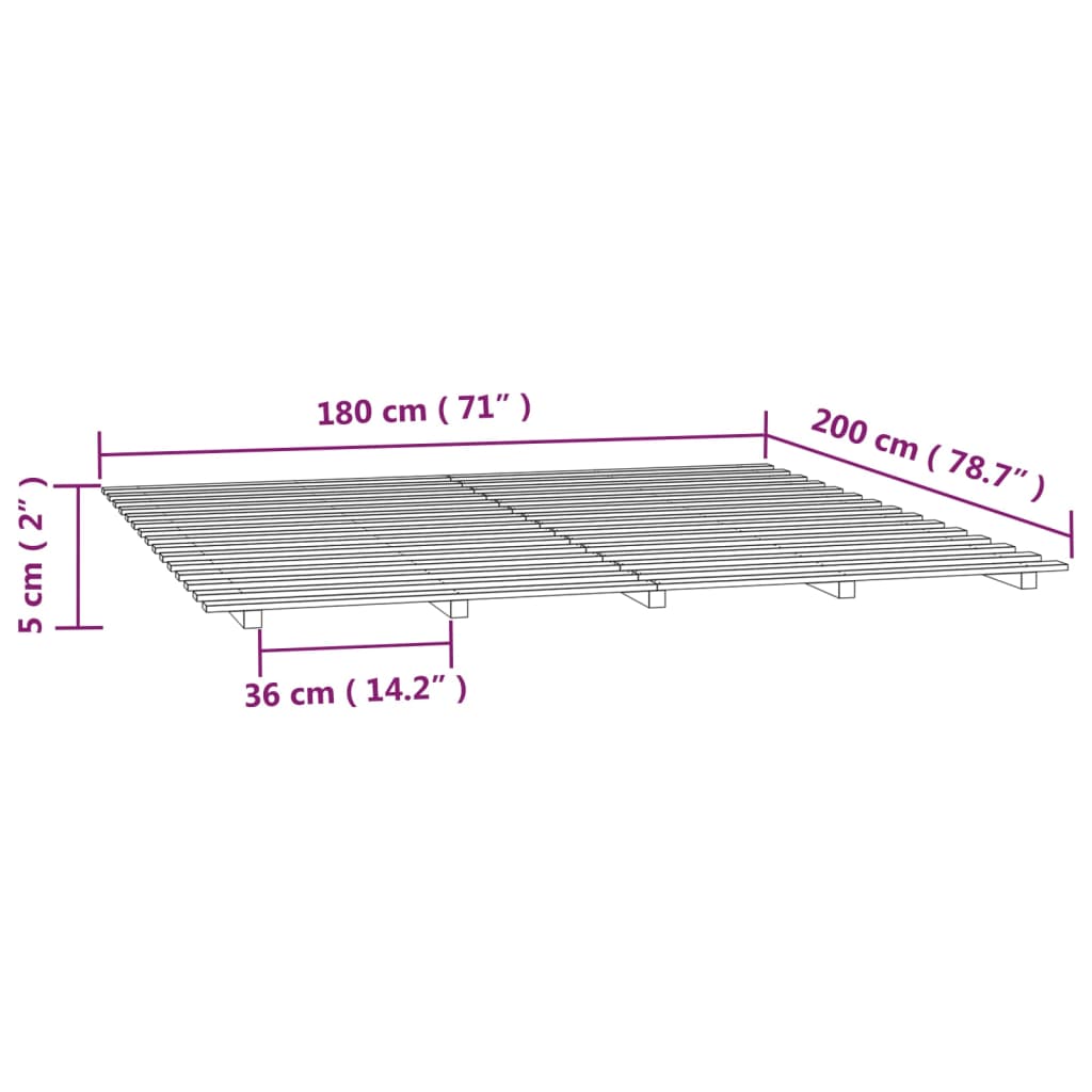 vidaXL sengeramme 180x200 cm massivt fyrretræ hvid