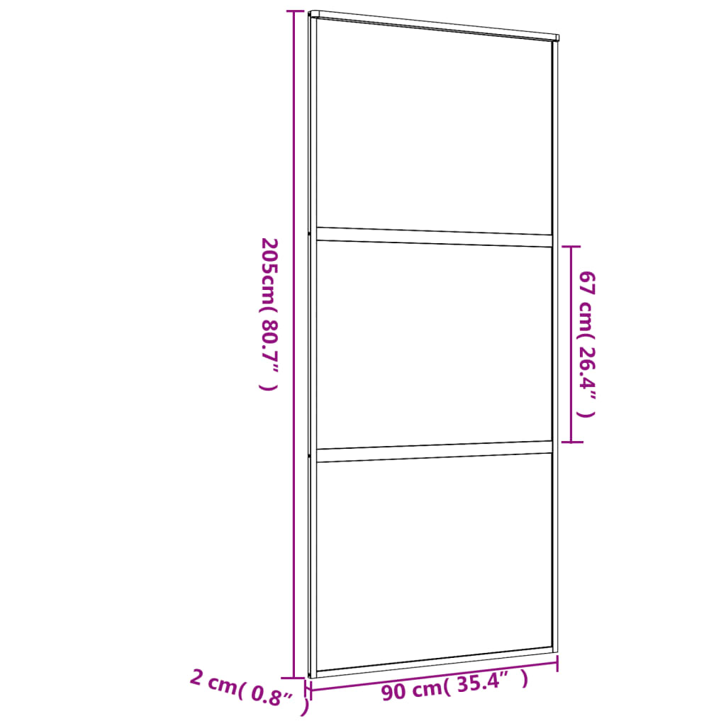 vidaXL skydedør 90x205 cm klart sikkerhedsglas og aluminium guldfarvet