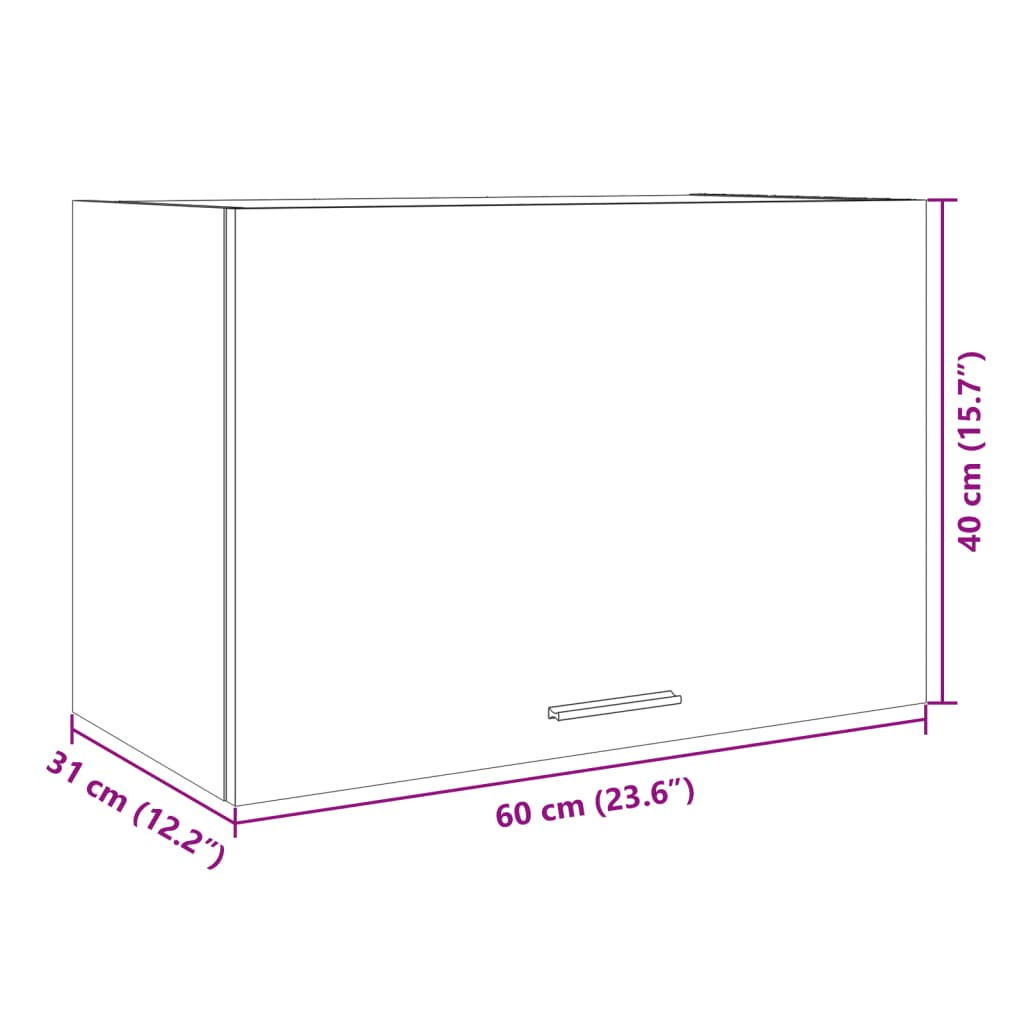 vidaXL vægskab 60x31x40 cm konstrueret træ sonoma-eg