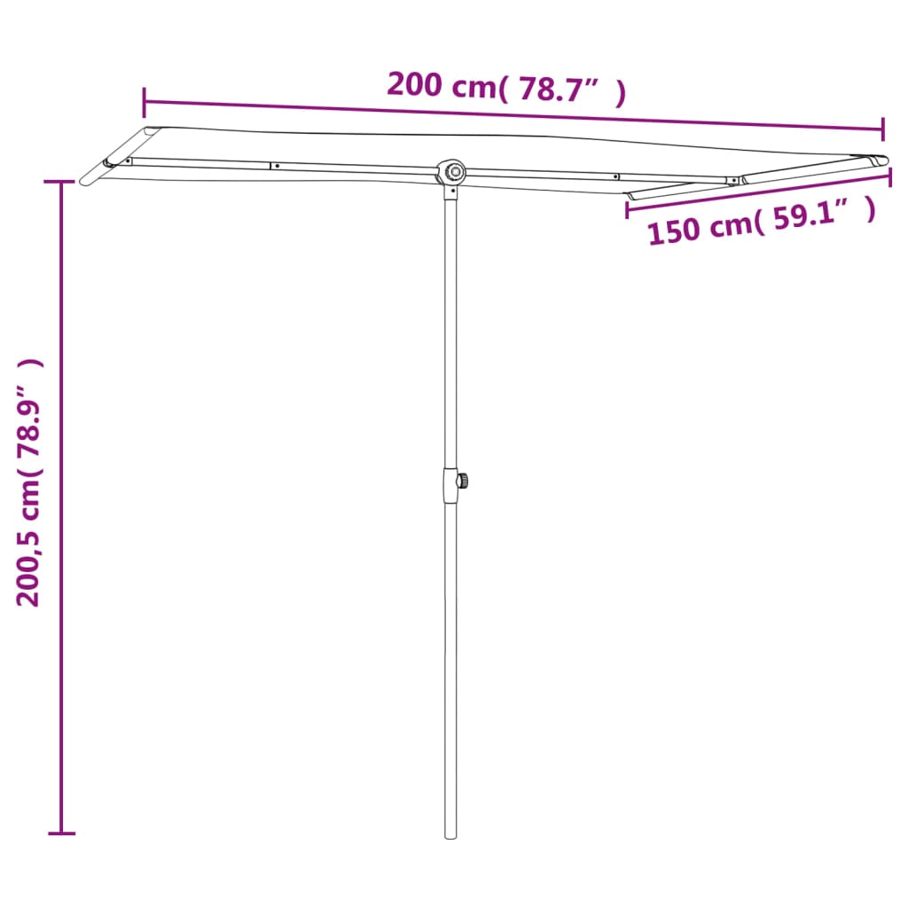 vidaXL haveparasol med aluminiumsstang 2x1,5 m sandhvid