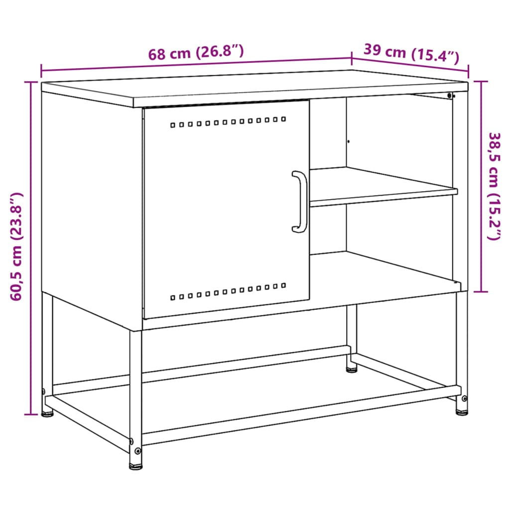 vidaXL tv-bord 100,5x39x60,5 cm stål sennepsgul