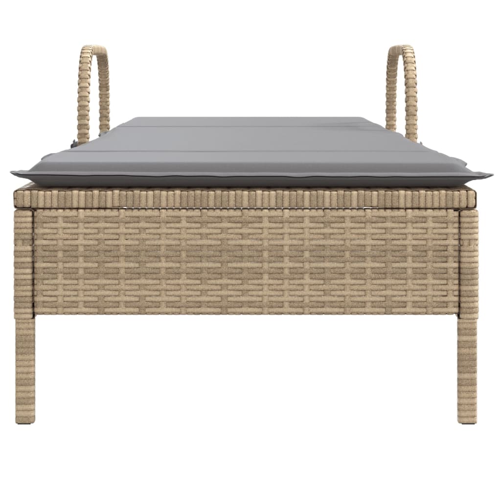 vidaXL liggestol med hjul og hynde polyrattan beige