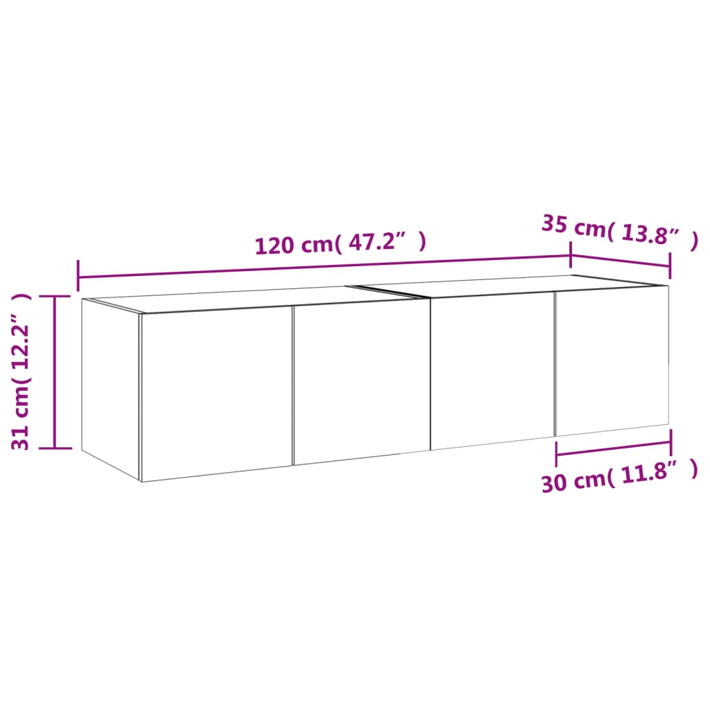 vidaXL væghængte tv-borde 2 stk. med LED-lys 60x35x31 cm røget eg