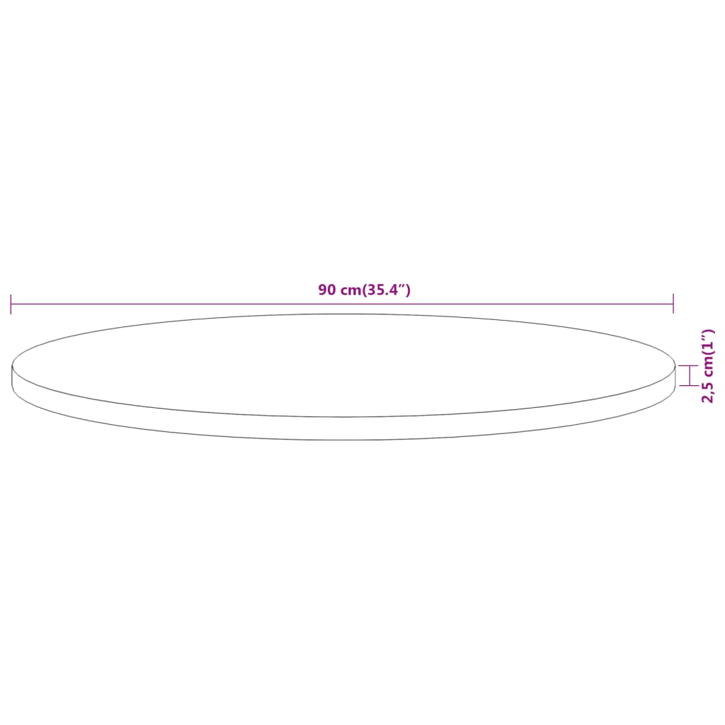 vidaXL bordplade Ø90x2,5 cm rund massivt akacietræ