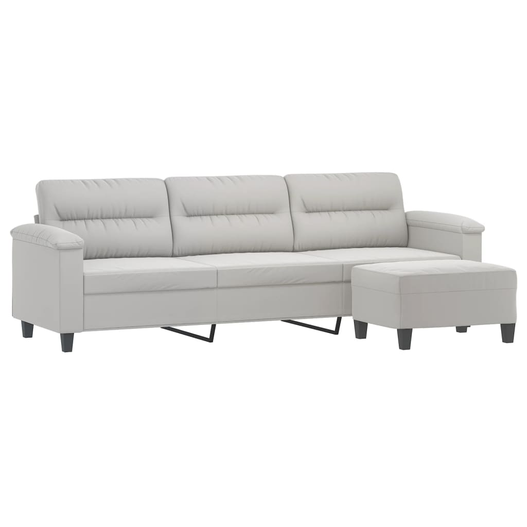 vidaXL 3-personers sofa med fodskammel 210 cm mikrofiberstof lysegrå