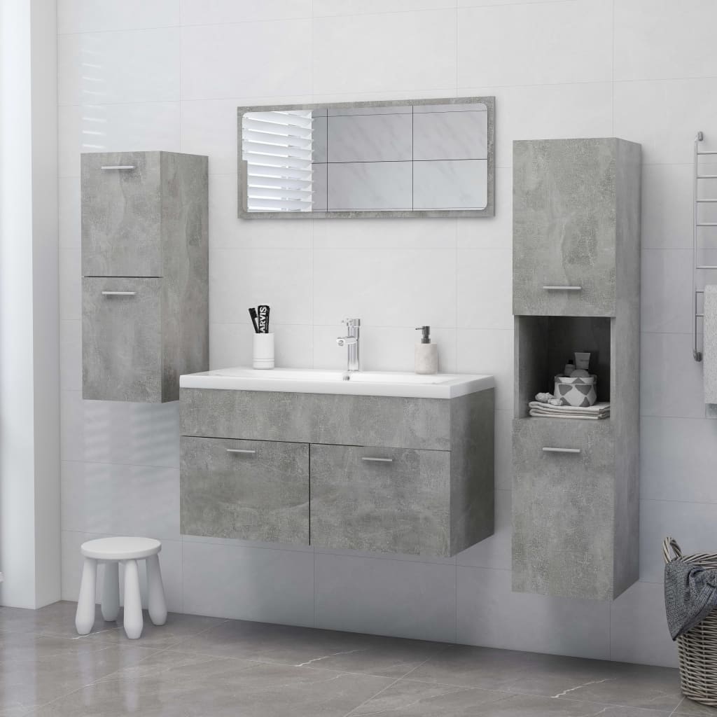 vidaXL badeværelsesskab 30x30x130 cm konstrueret træ betongrå