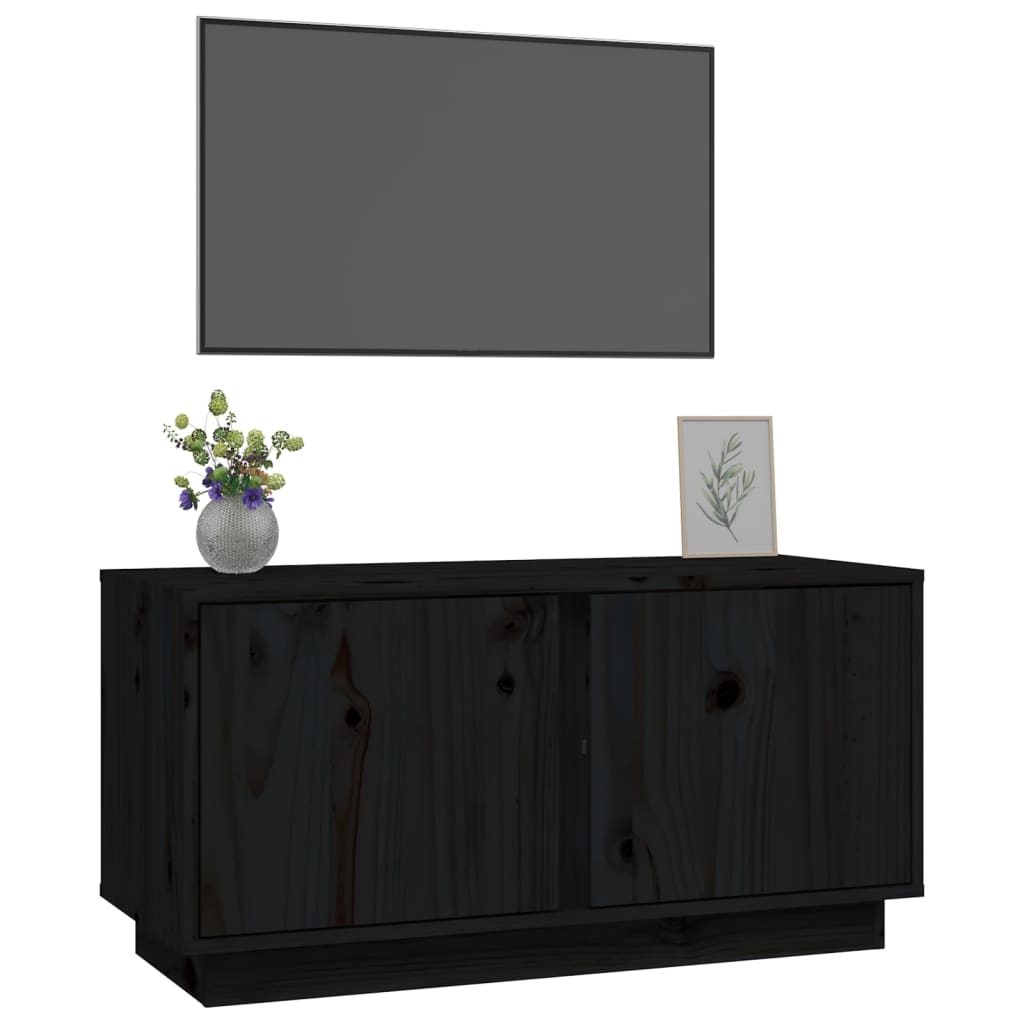 vidaXL tv-bord 80x35x40,5 cm massivt fyrretræ sort