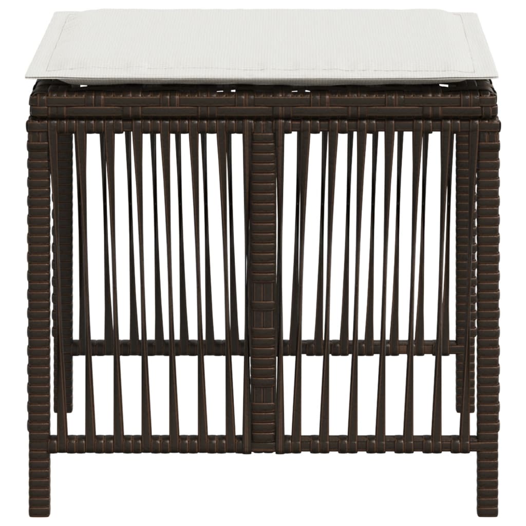 vidaXL haveskamler 4 stk. med hynder 41x41x36 cm polyrattan brun