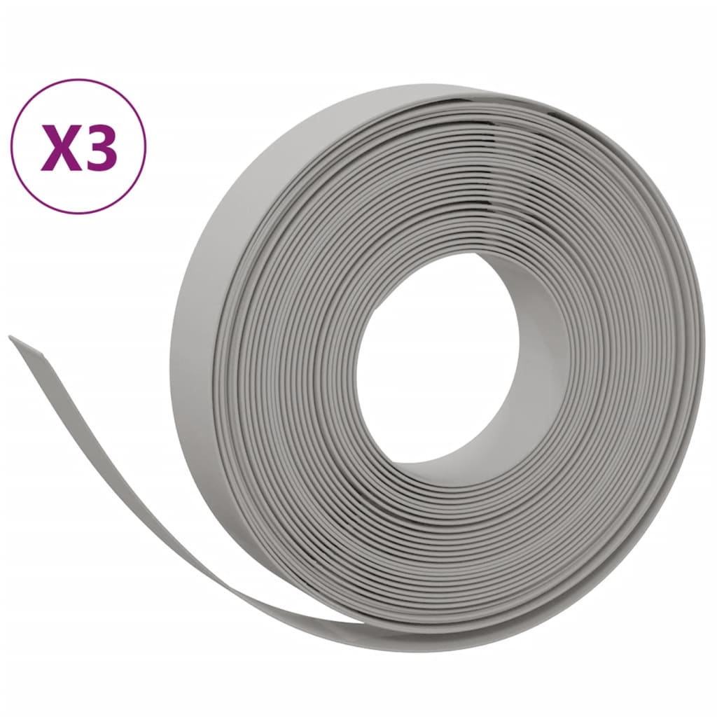vidaXL græskanter 3 stk. 10 m 10 cm polyethylen grå