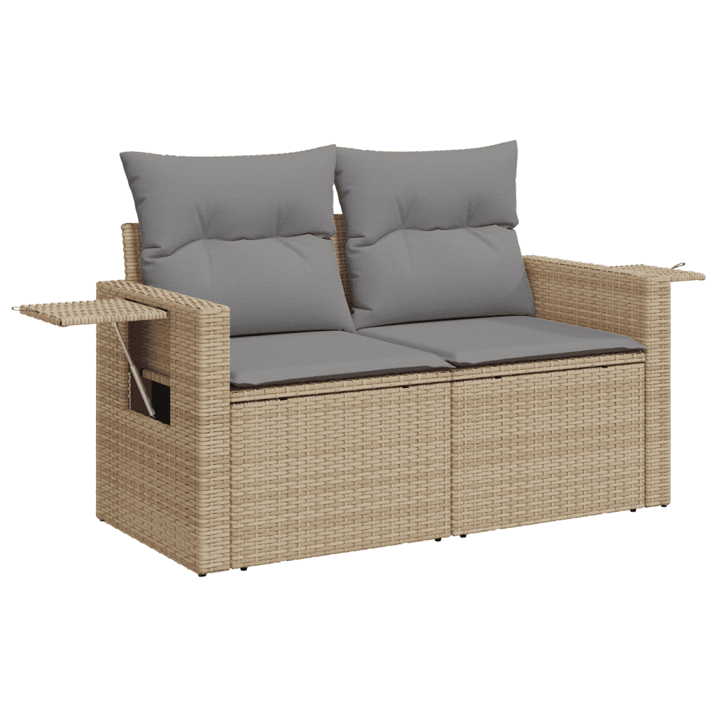 vidaXL havesofasæt 11 dele med hynder polyrattan beige