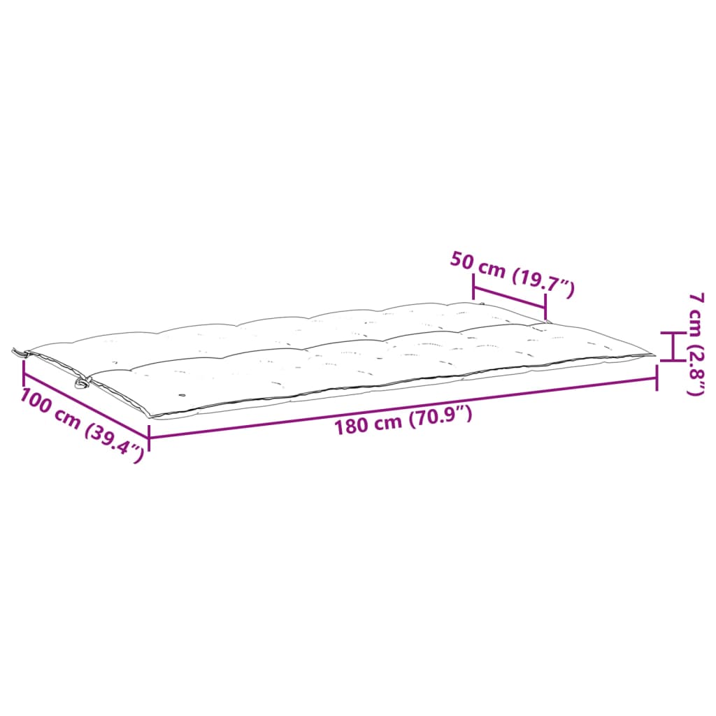 vidaXL hynde til havebænk 180x(50+50)x7 cm oxfordstof antracitgrå