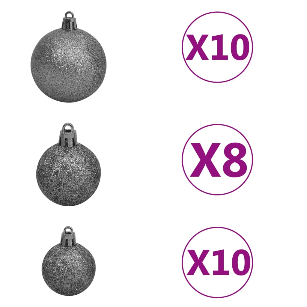 vidaXL kunstigt juletræ med 300 LED'er + sne og kuglesæt 210 cm