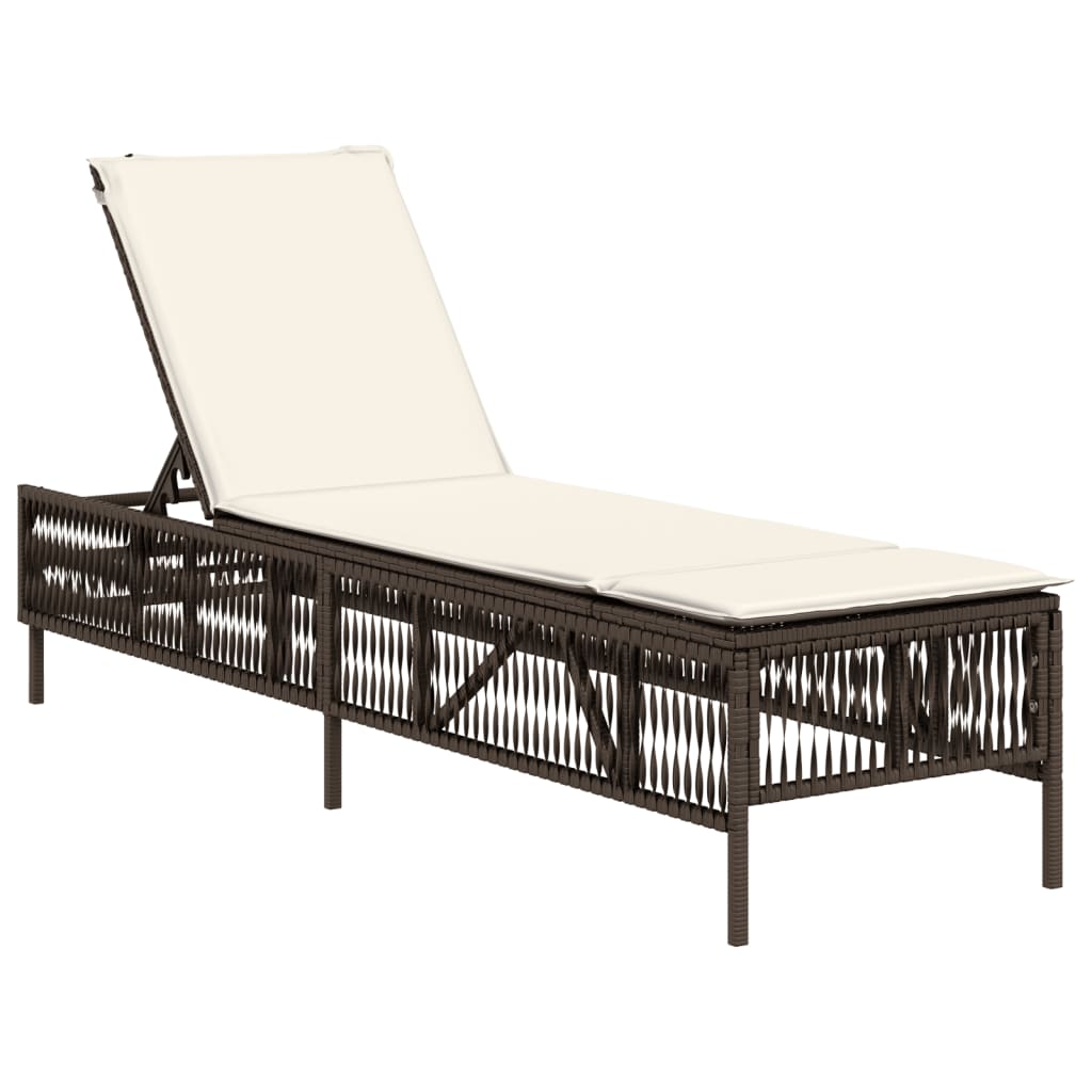 vidaXL liggestole 2 stk. med hynder polyrattan brun