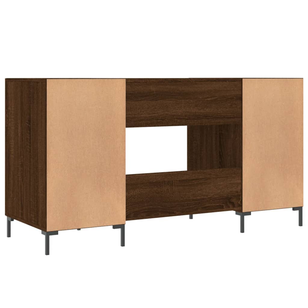 vidaXL skrivebord 140x50x75 cm konstrueret træ brun egetræsfarve