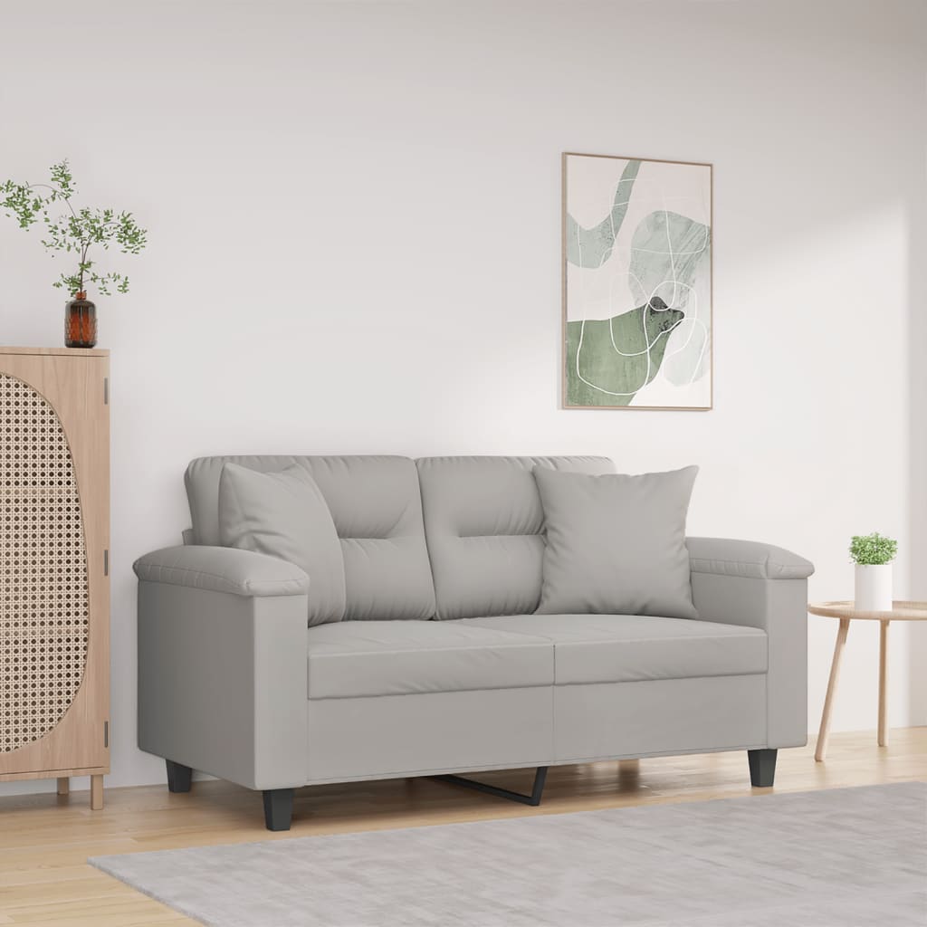 vidaXL 2-personers sofa med puder 120 cm mikrofiberstof lysegrå