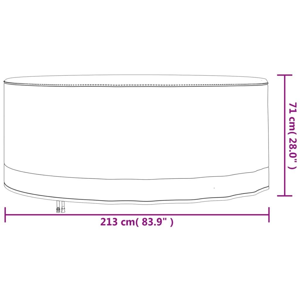 vidaXL overtræk til havemøbler Ø 213x71 cm rundt 600D oxfordstof beige