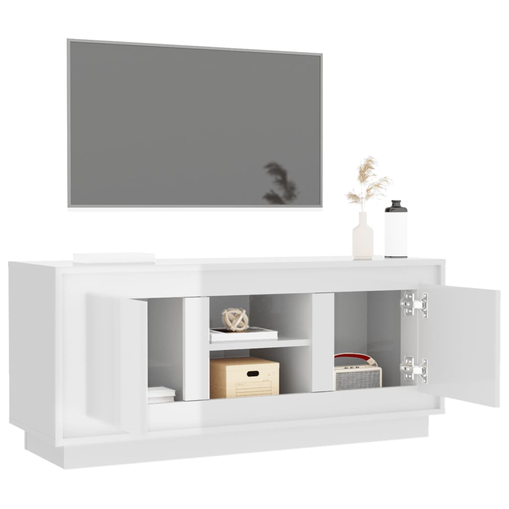 vidaXL tv-bord 102x35x45 cm konstrueret træ hvid højglans