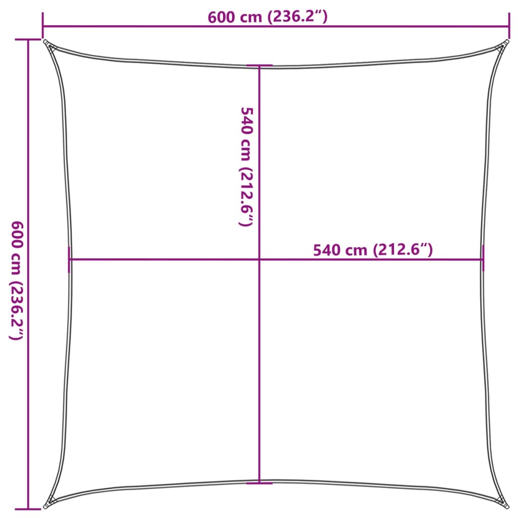 vidaXL solsejl 160 g/m² 6x6 m firkantet HDPE sandfarvet