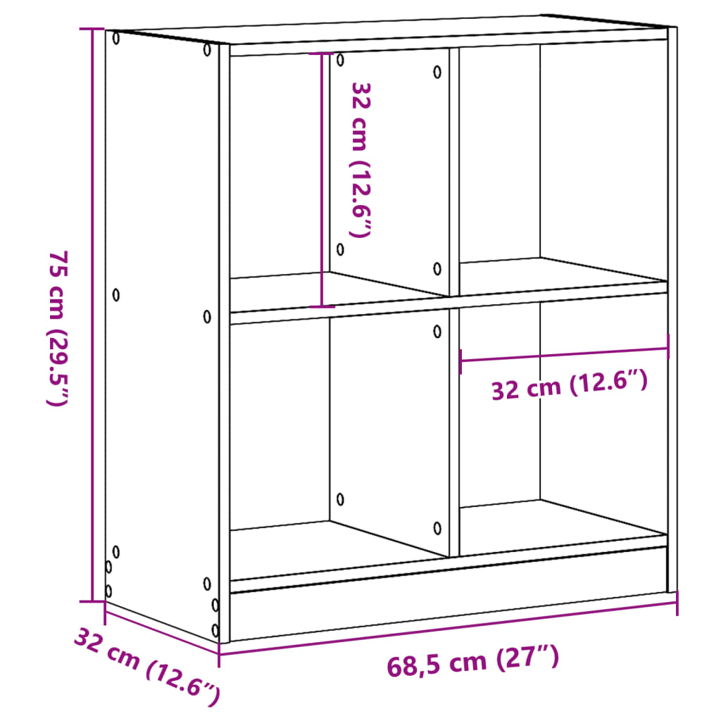 vidaXL skab 68,5x32x75 cm konstrueret træ betongrå