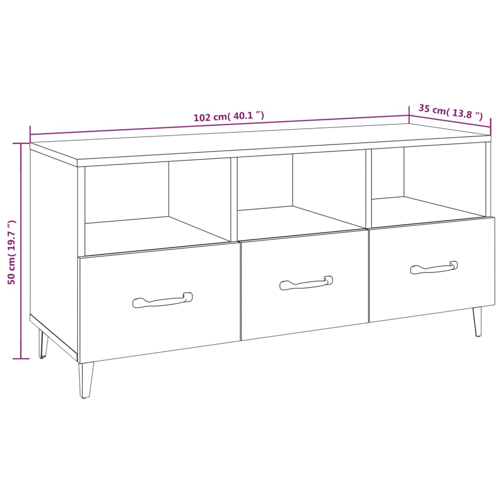 vidaXL tv-bord 102x35x50 cm konstrueret træ sort