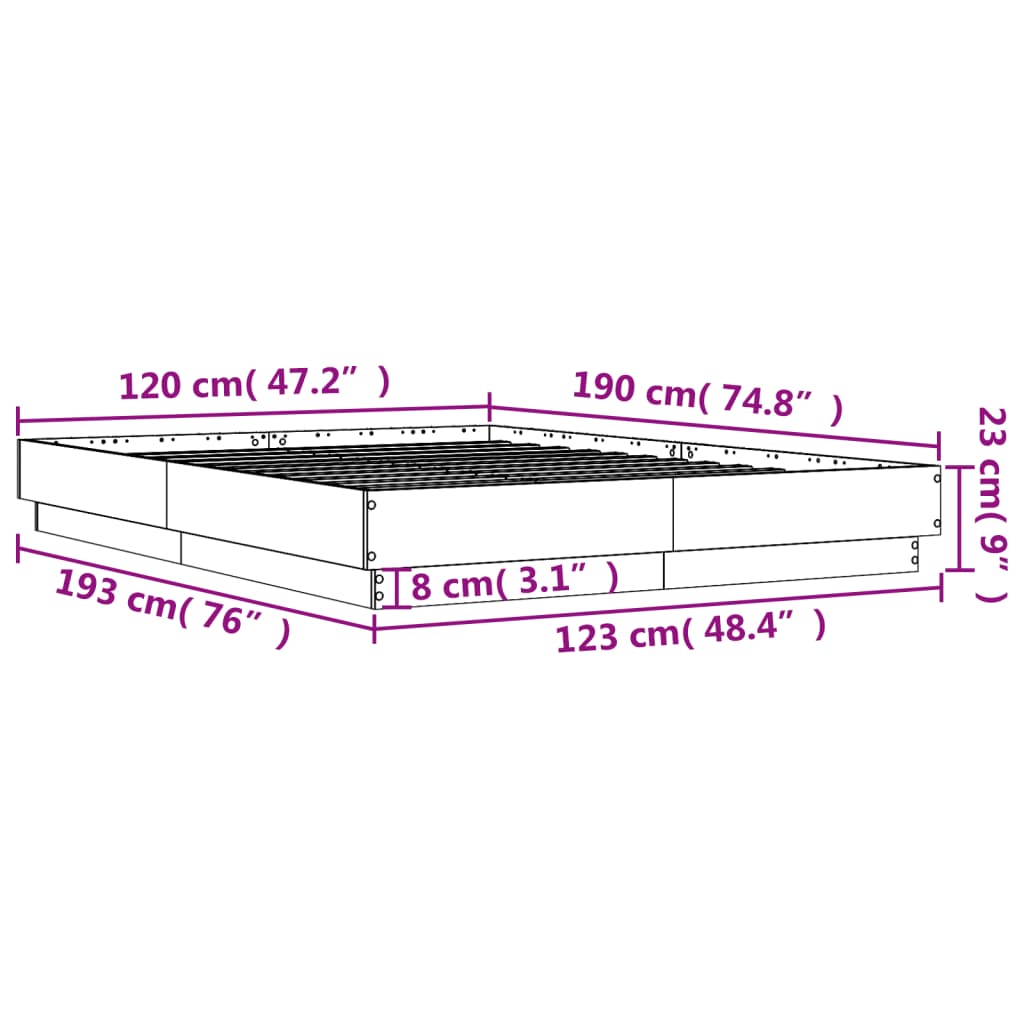 vidaXL sengestel 120x190 cm konstrueret træ betongrå