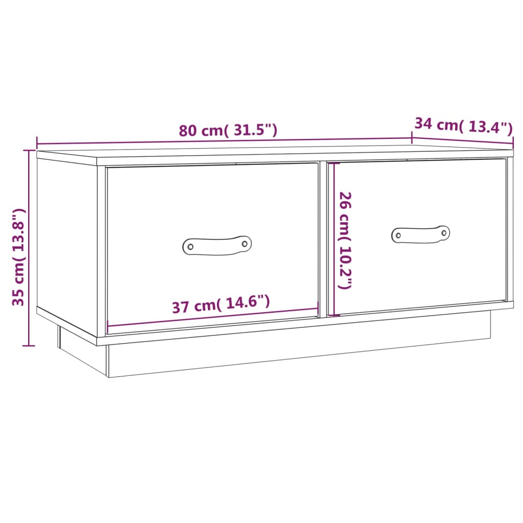 vidaXL tv-bord 80x34x35 cm massivt fyrretræ