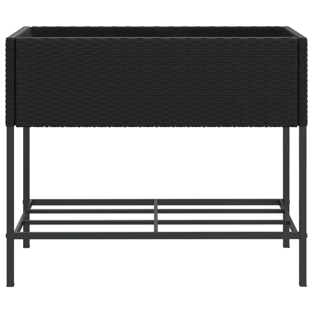 vidaXL plantekasser 2 stk. med hylde 90x40x75 cm polyrattan sort