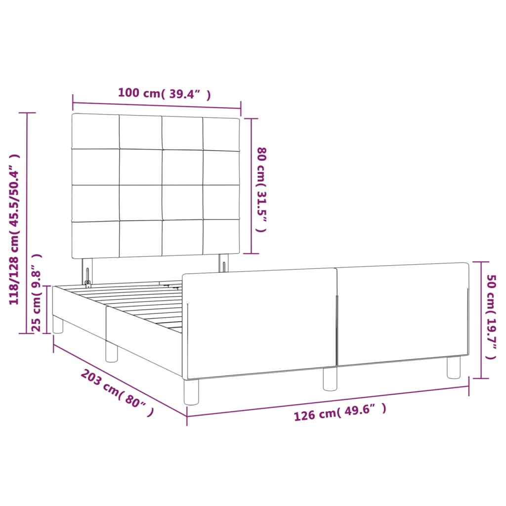 vidaXL sengeramme med sengegavl 120x200 cm fløjl mørkegrå