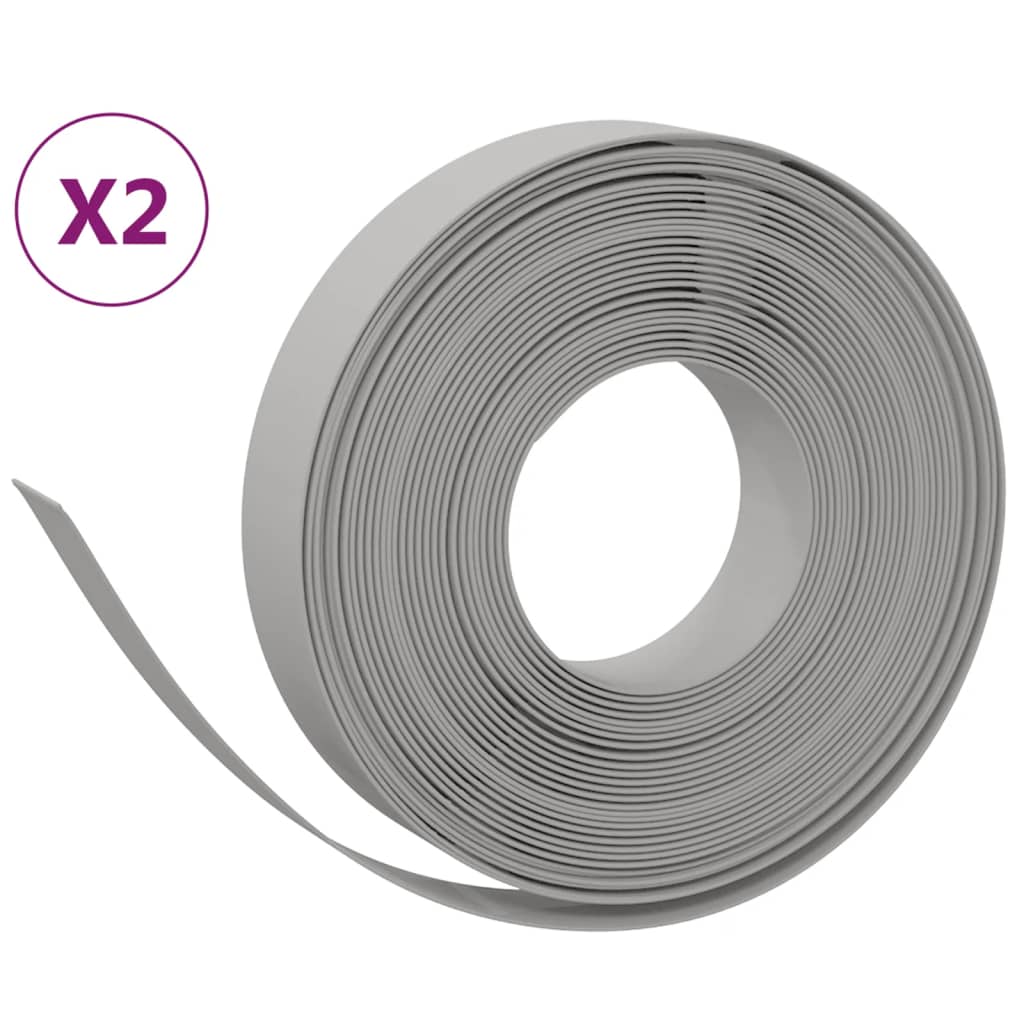 vidaXL græskanter 2 stk. 10 m 10 cm polyethylen grå