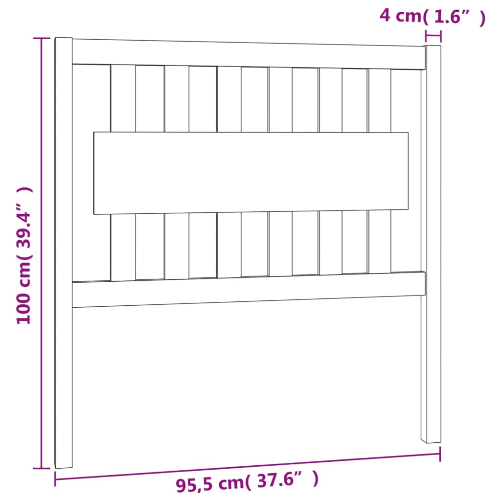 vidaXL sengegærde 95,5x4x100 cm massivt fyrretræ gyldenbrun