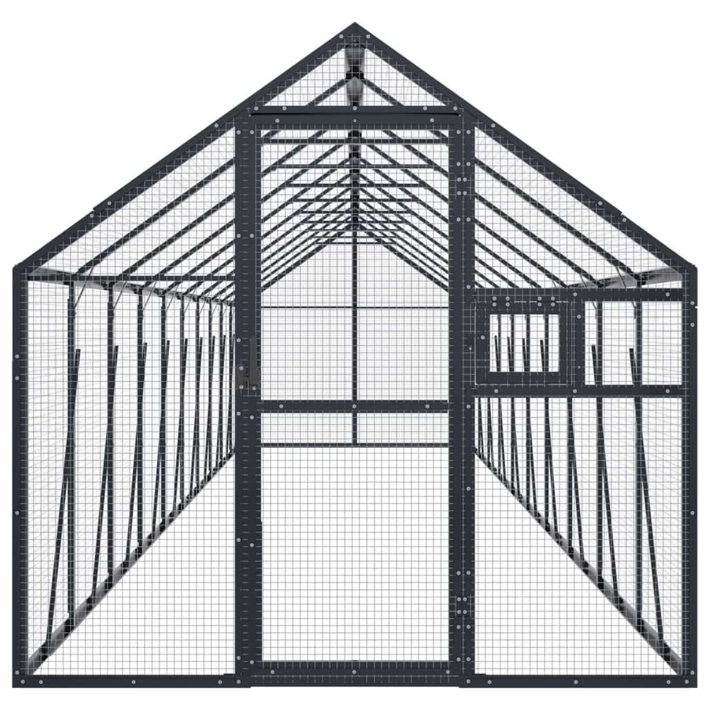 vidaXL voliere 1,79x10x1,85 m aluminium sølvfarvet