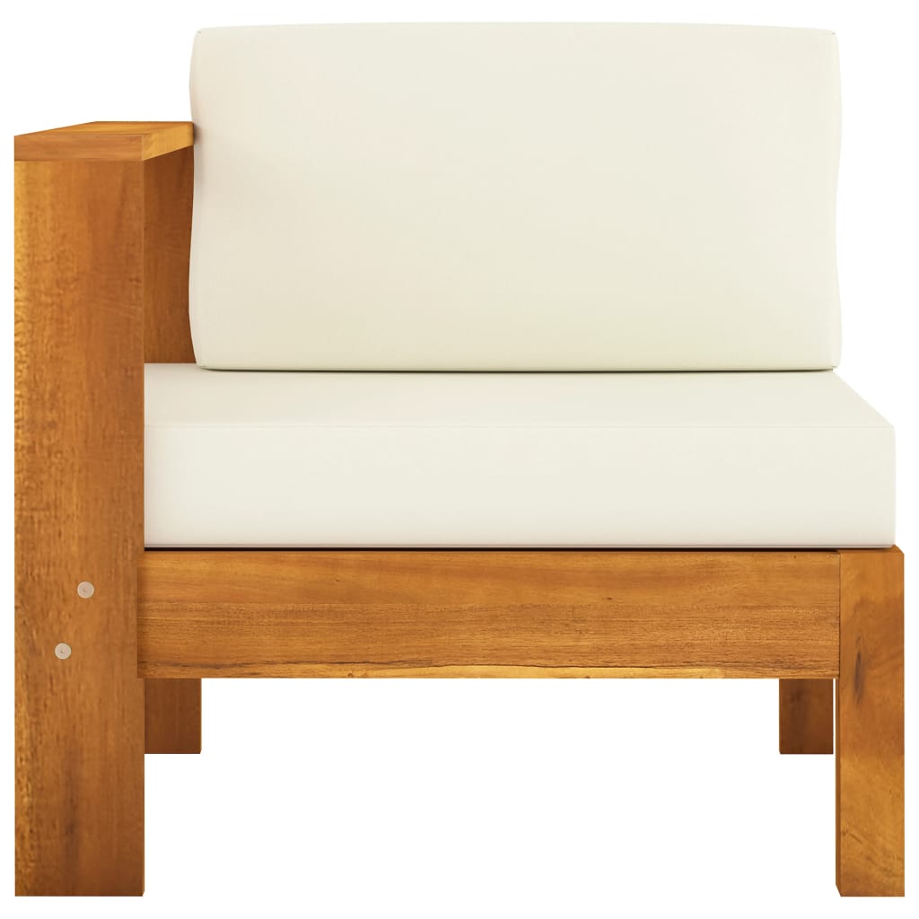 vidaXL midterdel til sofa med 1 armlæn massivt akacietræ cremehvid