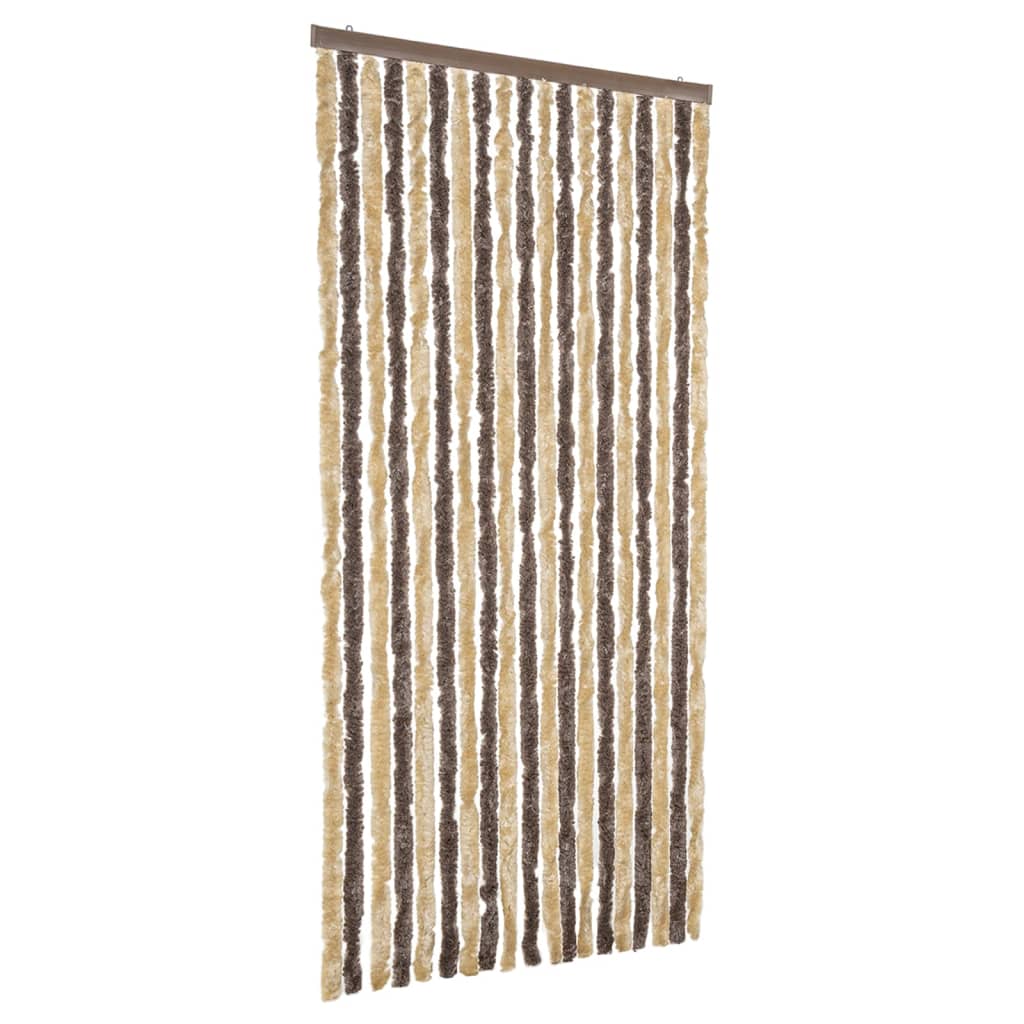 vidaXL flueforhæng 56x185 cm chenille mørkebrun og beige