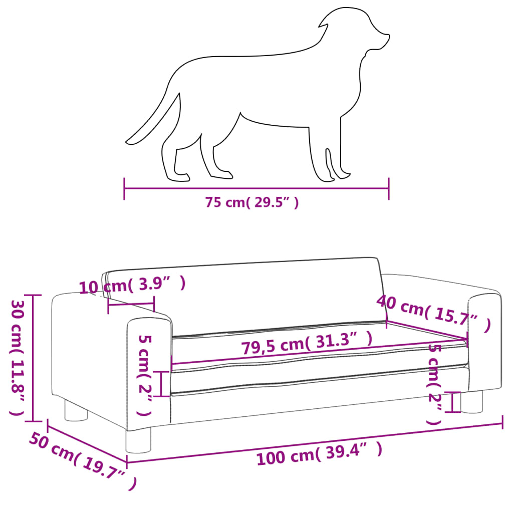 vidaXL hundeseng med forlængelse 100x50x30 cm velour blå