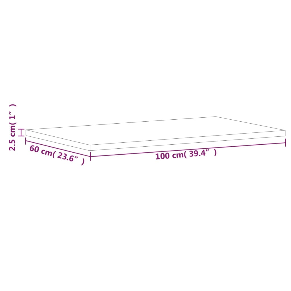 vidaXL bordplade til badeværelse 100x60x2,5 cm massivt bøgetræ