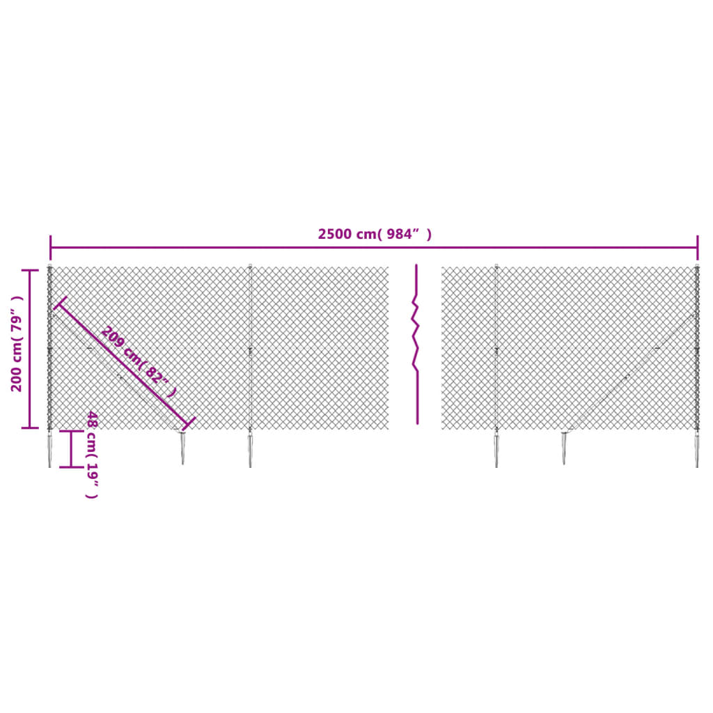 vidaXL trådhegn med jordspyd 2x25 m grøn