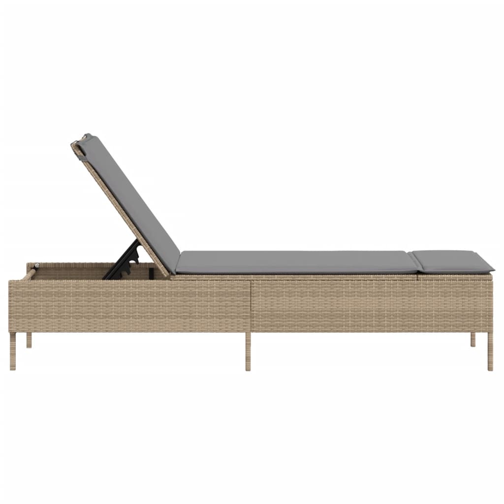 vidaXL liggestol med hynde polyrattan beige