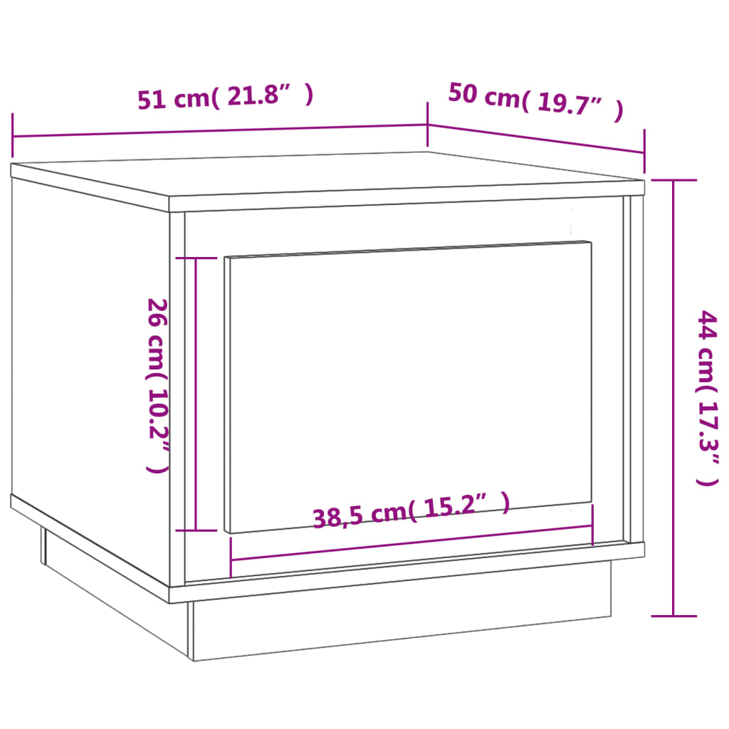 vidaXL sofabord 51x50x44 cm konstrueret træ sort