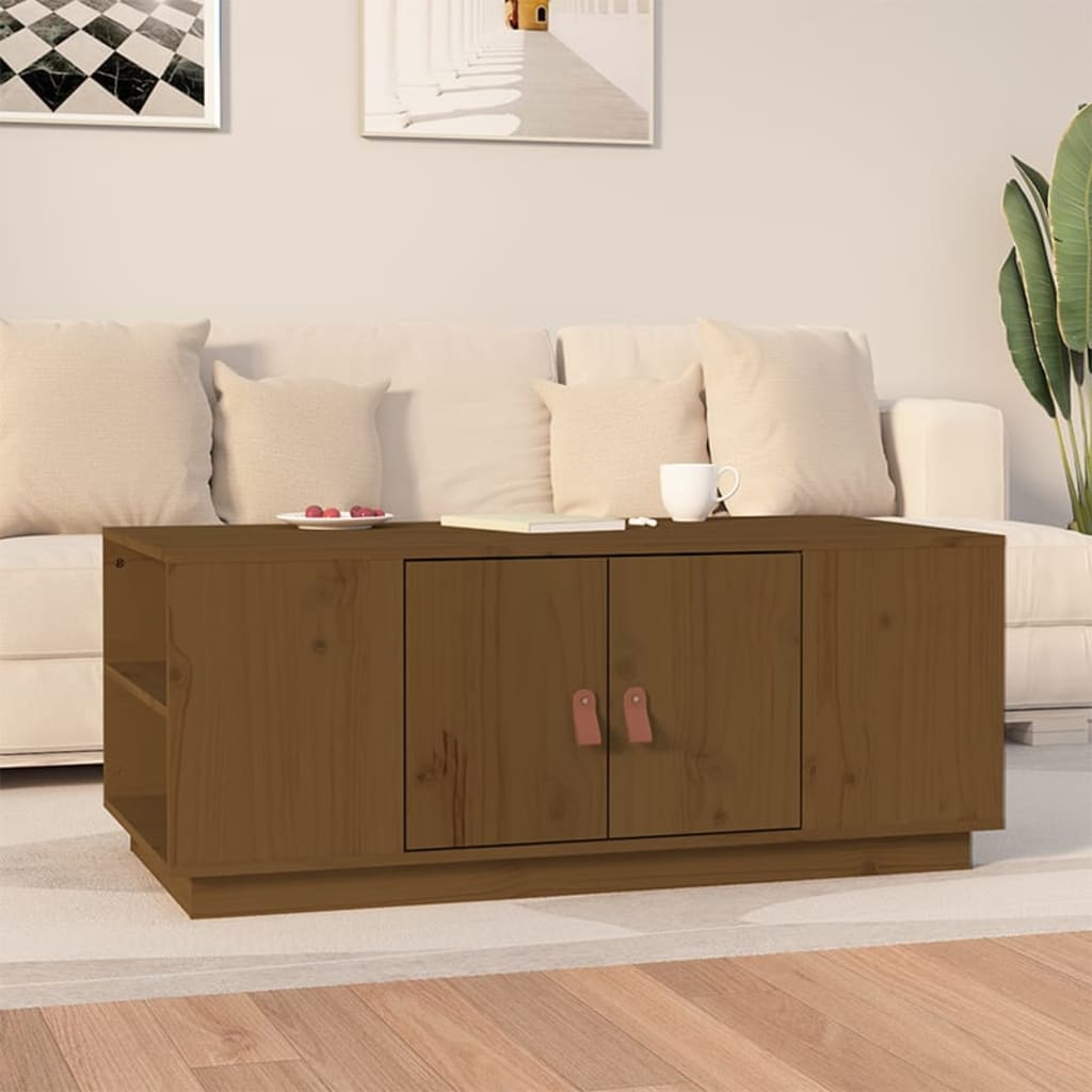 vidaXL sofabord 100x50x41 cm massivt fyrretræ gyldenbrun